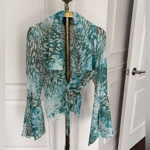 BNWOT Marciano by Guess Elegant Teal Wrap Top